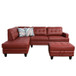 L Shaped Red Sectional in Synthetic Leather