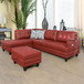 L Shaped Red Sectional in Synthetic Leather