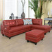 L Shaped Red Sectional in Synthetic Leather