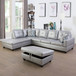 L Shaped Silver Sectional in Synthetic Leather