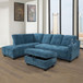 L Shaped Flannel Sectional in Blue