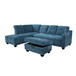 L Shaped Flannel Sectional in Blue