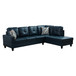 L Shaped Synthetic Leather Sectional in Blue