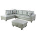 L Shaped Synthetic Leather Sectional in Silver