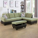 L Shaped Flannel Sectional in Pickle