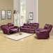 3 Piece Claret Living Room Reclining Set in Leather GS790 by G Furniture