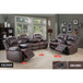 3 Piece Living Room Set Brown Leather Recliner Sofa Set