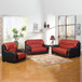 3-Piece Top Leather Living Room Set in Red F302 by G Furniture