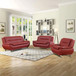 3 Piece Faux Leather Living Room Set in Red G Furniture
