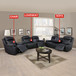 3-Piece Black Living Room Reclining Set in Leather