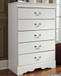 Anarasia - White - Five Drawer Chest