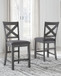 Myshanna - Gray - Upholstered Barstool (Set of 2)