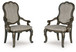 Maylee - Dark Brown - Dining Upholstered Arm Chair (Set of 2)