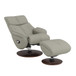 Kandoro - Motion Accent Chair With Swivel & Ottoman - Gray Leather & Brown Base