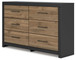 Vertani - Black / Honey Brown - Six Drawer Dresser