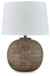 Neavesboro - Antique Brown / White - Metal Table Lamp
