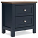 Landocken - Brown / Blue - Two Drawer Night Stand