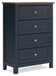 Landocken - Brown / Blue - Four Drawer Chest