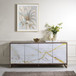 Paavan - Console Cabinet - White Marble Print Oak & Champagne