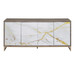 Paavan - Console Cabinet - White Marble Print Oak & Champagne