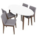 Rixos White Table with 4 Virginia Light Gray Chairs by Mid and Mod