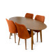Rixos Dining set with 4 Evette Orange Dining Chairs (Walnut) | KM Home Furniture and Mattress Store | Houston TX | Best Furniture stores in Houston
