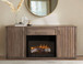 Mezquite - 1 Drawer 2 Doors Fireplace TV Stand - Mezquite Brown