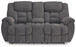 Foreside - Charcoal - Dbl Reclining Loveseat with Console