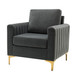 Ennomus Velvet Cushion Back Club Chair Arm Chair with Golden Metal Legs and Track Arms