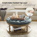 Enipeus Transitional Polyester Storage Button-tufted Round Small Ottoman with Solid Wood Legs and Nailhead Trim