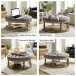 Enipeus Transitional Polyester Storage Button-tufted Round Small Ottoman with Solid Wood Legs and Nailhead Trim
