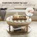 Enipeus Transitional Polyester Storage Button-tufted Round Small Ottoman with Solid Wood Legs and Nailhead Trim