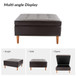 Burkhard Modern Storage Faux Leather Tufted Cocktail Ottoman with Solid Wood Legs