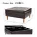 Burkhard Modern Storage Faux Leather Tufted Cocktail Ottoman with Solid Wood Legs