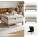 Georgie Modern Polyester Upholstered Storage Cocktail Ottoman with Nailhead Trims and Solid Wood Legs