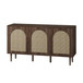 Mercury Contemporary 56 in. Wide Rattan 3-Doors Oak Storage Sideboard with Adjustable Legs and Shelves