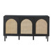 Mercury Contemporary 56 in. Wide Rattan 3-Doors Oak Storage Sideboard with Adjustable Legs and Shelves