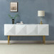 Joschka Paint Finish 71 in.Wide Modern Storage Sideboard with 3D Viewing Standard and Metal Legs by Karat Home