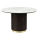 Clayten - Round Dining Table With Marble - White Natural Marble Top & Espresso