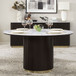 Clayten - Round Dining Table With Marble - White Natural Marble Top & Espresso