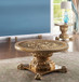 HD-328G - 3 Piece Coffee Table Set - Metallic Gold With Rust Marbeling