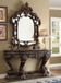 HD-8017 - Console Table - Brown Cherry With Silver Highlights