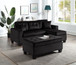Naomi Black Velvet  Reversible Sectional/Ottoman Set