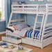 California - Twin Over Full Bunk Bed With 2 Drawers - Wire - Brushed White