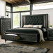 Demetria - California King Bed With Footboard Drawers - Metallic Gray
