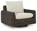 Kimora - Beige / Dark Brown - Swivel Glider Lounge With Cushion