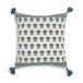 Blossom - 20" Printed Cotton Tassel Accent Cushion - Blue