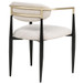 5-Piece Modern Fluted Round Dining Table & Fabric Armchair Set