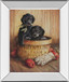 Black Labs - Mirror Framed Print Wall Art - Dark Brown