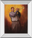 Trumpet Player - Mirror Framed Print Wall Art - Dark Gray